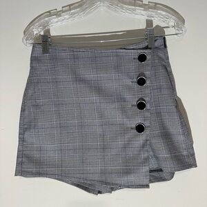 Plaid Button-Front Mini Skort.